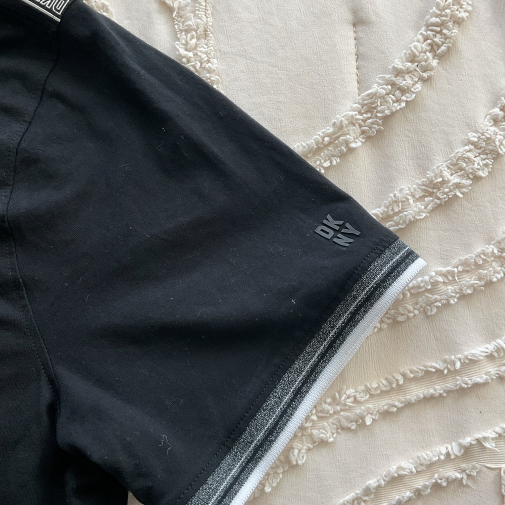 DKNY Men's Black Polo Shirt with Gray Accents - Picture 2 of 6